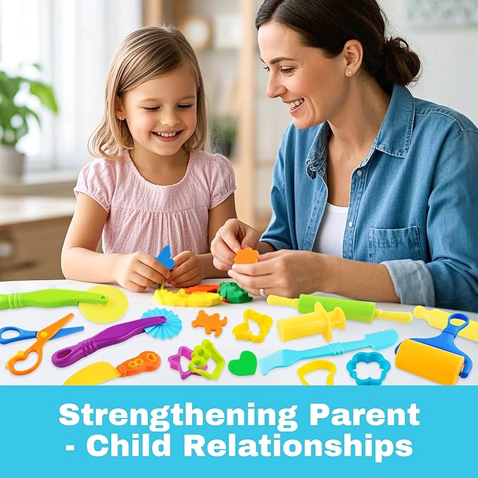 Dough Tools 15pcs Dough Tools Play for Kids Clay Accessories with Rolling Pins,Cutters,Roller,Safety Scissors,Plastic Knife