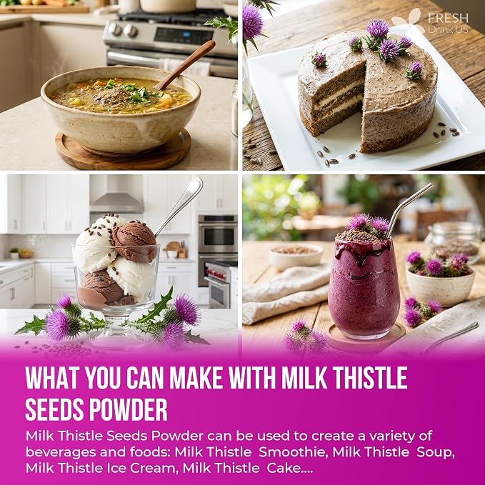 FreshDrinkUS, Premium 16oz Milk Thistle Seeds, 100% Natural & Pure, Herbal Tea, Daily Infusion Botanical, No Sugar, No Caffeine, No Gluten, Vegan. Rich in Antioxidants