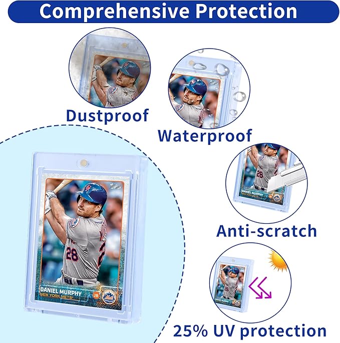 QTYORD 10 Pack 130PT Magnetic Card Holder for Trading Cards, One-Touch Card Case Holder for Baseball Football Sports MTG TCG Collectable Cards (10, 130PT)