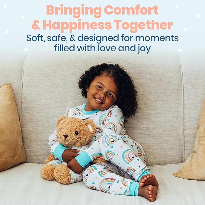 Zip N' Bear Soft Plush Teddy Bear Stuffed Animal with Radiant Rainbow Pajamas - Zippy The Bear Cute Cuddly Plush Toy, Perfect Sensory Teddy for Kids, Toddlers - Adorable Gift & Bedtime Companion