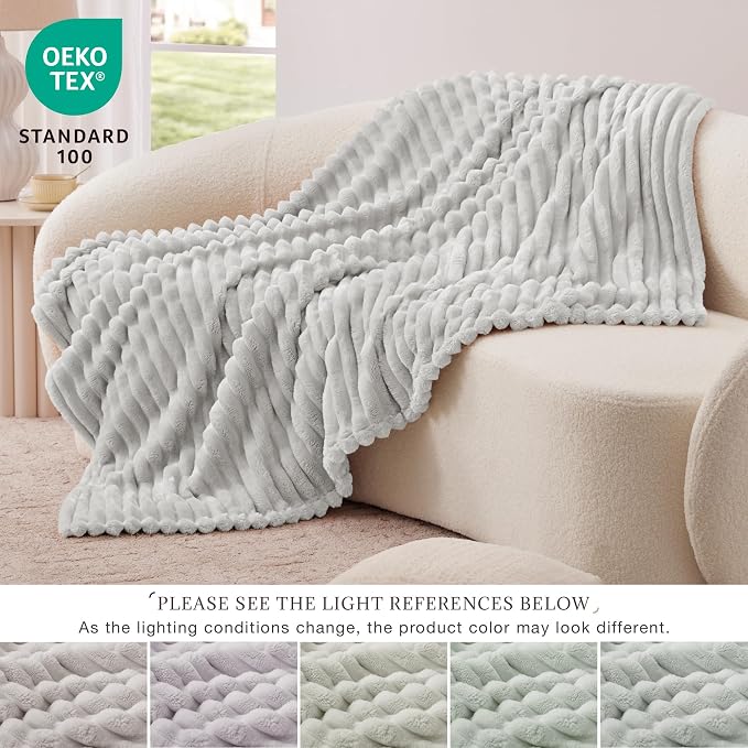 EXQ Home Gentle Soft Fleece Throw Blanket – Cozy Lightweight Blanket for Couch Bed – All-Season Warm Fuzzy Flannel Blanket for Women Mom Her – Gifts for Birthday(60"x80",Light Grey)