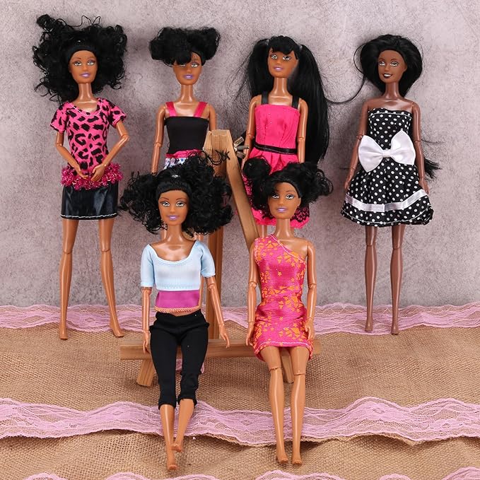 Liberty Imports 12 Piece African American Black Toy Doll Playset, 11.8" Premium Fashion Diversity Dolls, Variety Pack for Kids, Girls' Party Favors