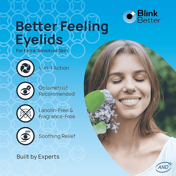 BlinkBetter Lanolin Free Eyelid Ointment 10g – For Sensitive & Dry Eyelids - Hydrates, Nourishes & Soothes – Moisturising Care for Dry, Itchy, Red, Sensitive, Flaky Skin Around the Eyes