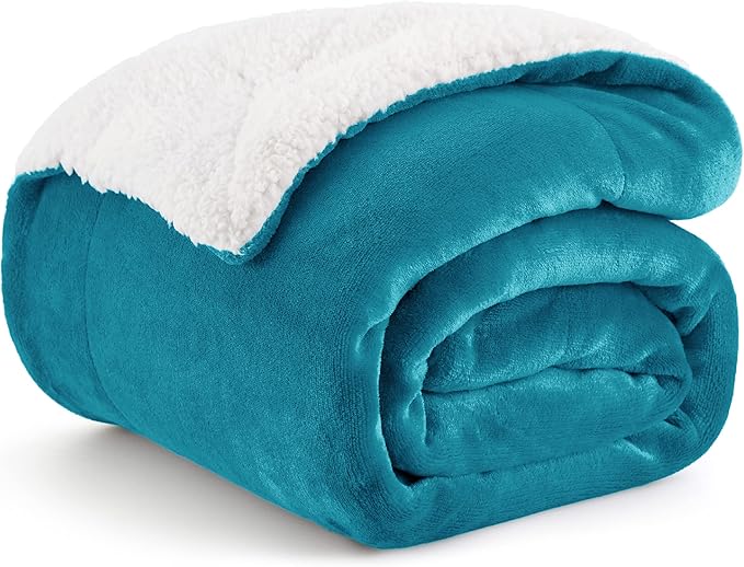 Bedsure GentleSoft Sherpa Fleece Twin Size Blanket for Couch, Non-Heated, Thick and Warm Throw for Women and Men, Soft Fuzzy Plush Twin Blanket for Winter, Teal, 60x80 Inches