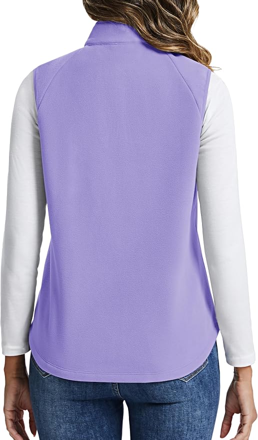 TACVASEN Women Polar Fleece Zip Up Vest with Pockets Lightweight Outerwear | Warm Thermal Sleeveless Jacket Suitable for Hiking Camping Travelling in Cool Autumn and Winter Weather