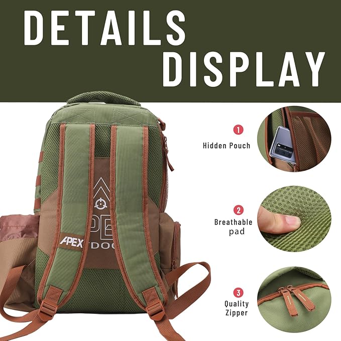 Disc Golf Bag, Large Disc Golf Backpack Holds Over 21 Discs, Durable & Lightweight with Multiple Storage Pockets
