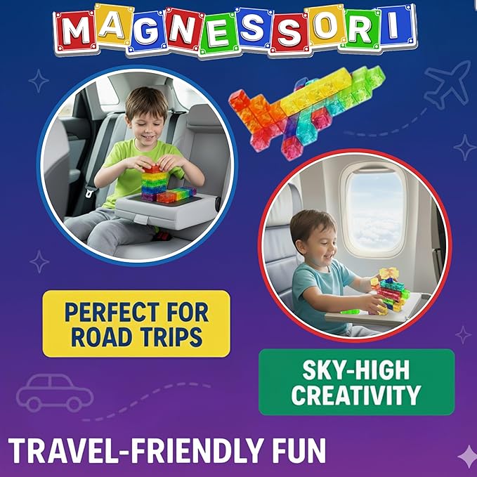 Magnetic Building Blocks – 48PCS Montessori Inspired STEM Building Cubes for Kids – Educational Toys for Toddlers & Preschoolers Colorful Safe & Durable Magnet Cubes for Creative Learning