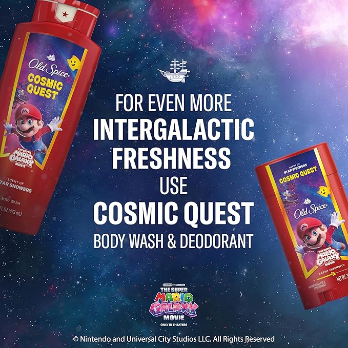 Old Spice Hand and Body Lotion for All Skin Types, x The Super Mario Galaxy Movie, 24/7 Lightweight Moisturization, Smell Super with Cosmic Quest, Scent of Star Showers, 16oz