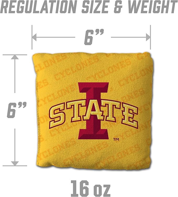 YouTheFan Officially-Licensed NCAA Set of 4 Cornhole Bags - All Weather Regulation 6” x 6” Size - 16oz Weight - Designed in USA