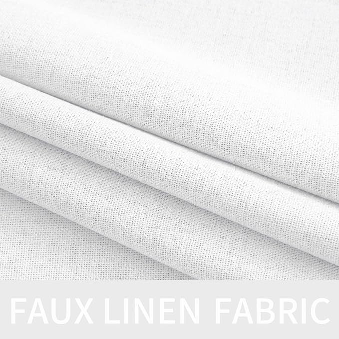 MIULEE Linen Textured Curtains for Bedroom Solid 100% Blackout Thermal Insulated Bright White Grommet Room Darkening Curtains & Drapes Luxury Decor for Living Room 52 x 63 Inch (2 Panels)