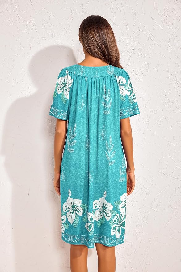 Ekouaer Womens House Dress Floral Print Moo Moos Nightgowns Moomoo Dresses Mumus with Pockets