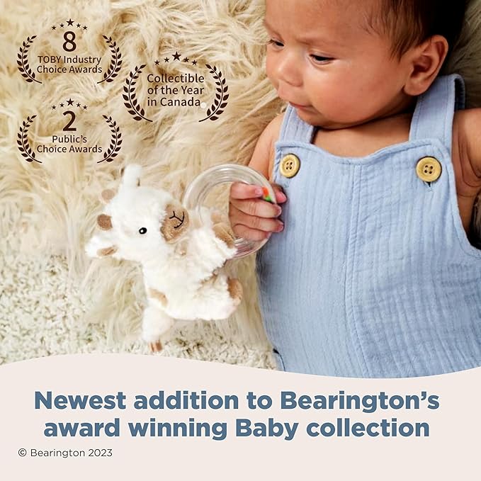Bearington Lil' Lofty 5.5 Inch Giraffe Baby Rattle - Soft Rattles for 0-6 Months & Plush Giraffe Ring - Stuffed Animal Baby Toys - Infant Toys