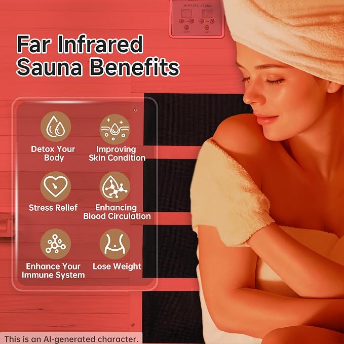Real Relax Infrared Home Sauna, 1 Person Far Infrared Saunas for Home, Canadian Hemlock Wooden Indoor Sauna Room with LCD Control Panel, Bluetooth Speakers