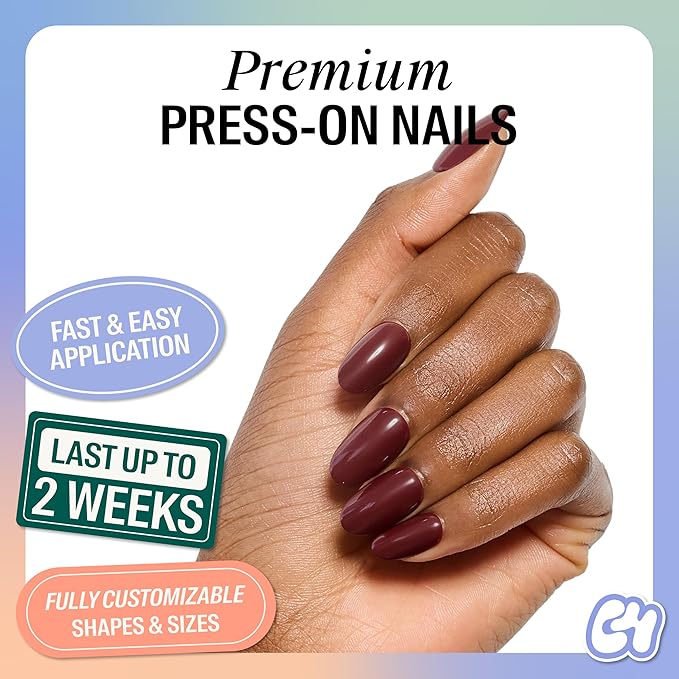 Chillhouse Chill Tips Signatures Press On Nails Kit, Rogue Rouge - 30 Nail Shapes & Sizes, Dual-Sided Buffer & File, Cuticle Stick & Glue - Long-Lasting Nail Art Manicures