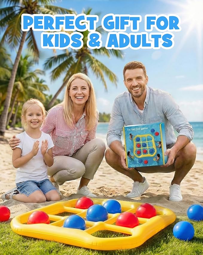 Pool Toy Set for Kids, Tic-Tac-Toe Pool Floats Fun Toy Kit for Adults Teens, Water Fun Pool Game Accessories for Outdoor Party, Summer Pool Inflatables Stuff