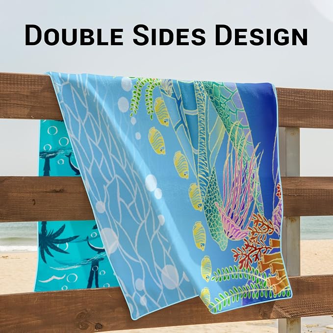 Gogreen Quick Dry Sand Free Beach Towel for Travel Pool Lightweight 71x32 in Absorbent Microfiber Oversized Towels Yoga Bath Camping Sport - Stylish Unique Gift - Coconut Tree