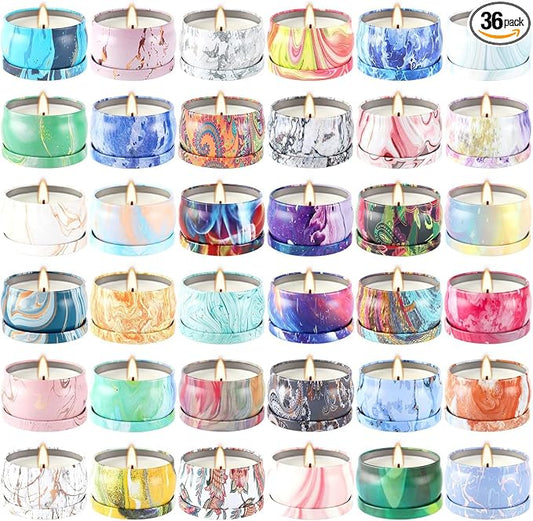 36 Packs Scented Candles Gift Set, Fragrances Candle for Women, 2.5 OZ Portable Jar Candle for for Spa, Yoga, Bath, Aromatherapy, Stress Relief