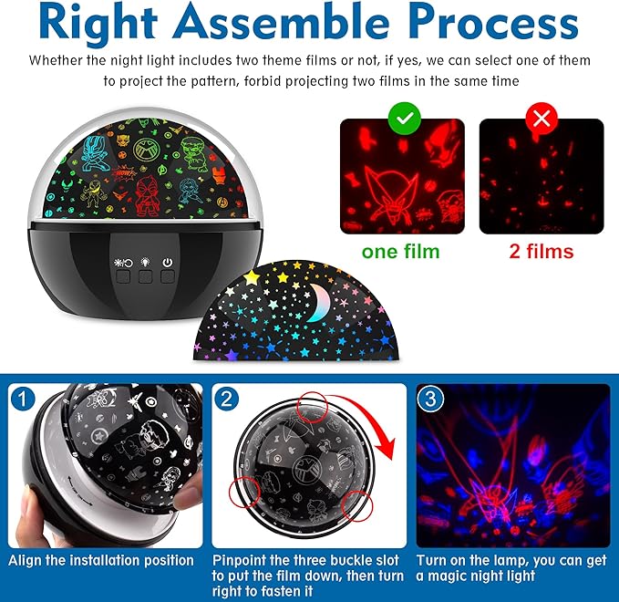 Superhero Night Light Projector for Boy,Kids Night Lights with Hulk and Star Theme,360 Degree Rotation,15 Mode Color Changing,Birthday Gift Toys