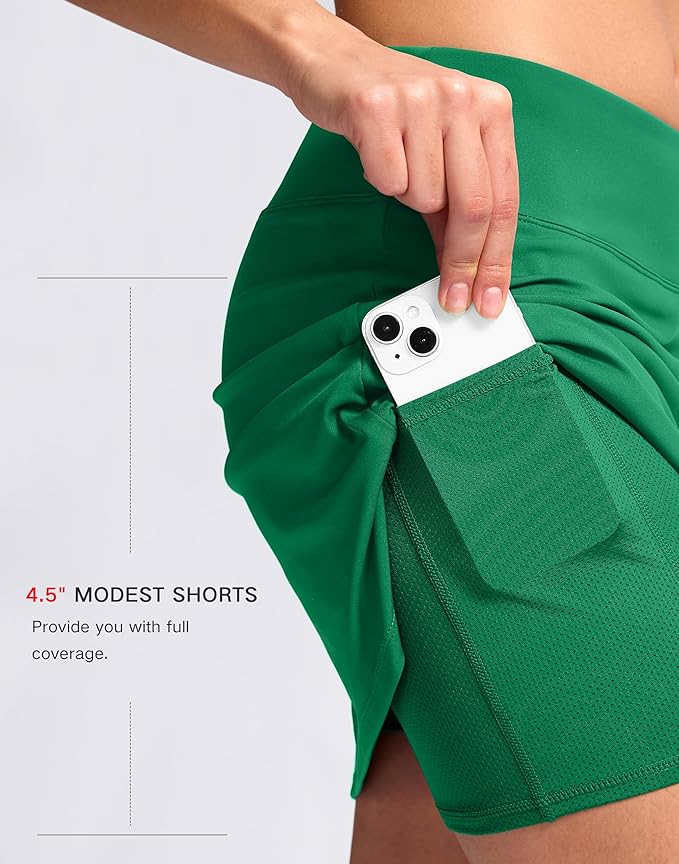 16" Skorts with 2 Pockets | Side Slits, High Waisted, A Line, Casual, Pickleball, Athletic, Golf, Tennis Skirt, for Women