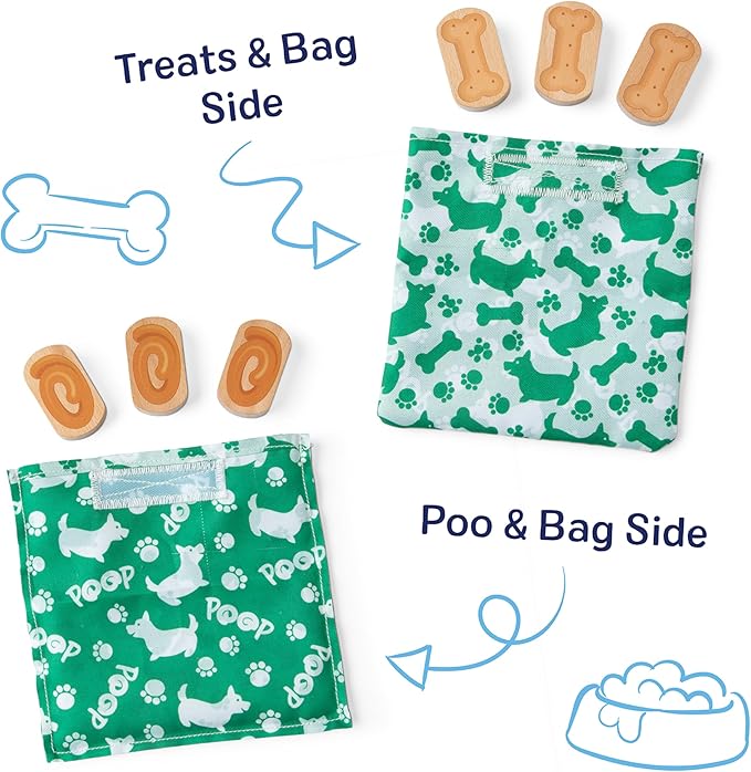 Melissa & Doug Feed, Walk & Poo Pup Wooden Preschool Pull Toy Play Set Ages 3+ - FSC Certified