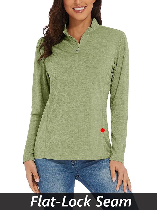 MAGCOMSEN Women's UPF 50+ Sun Shirts Long Sleeve 1/4 Zip Pullover Quick Dry Workout Hiking Tops Running Athletic Shirts