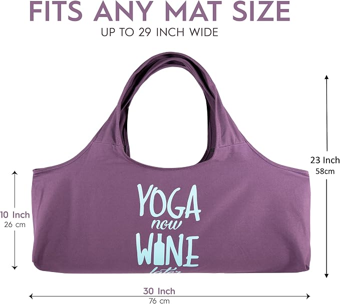 Wild Essentials Yoga Bag, Exercise, Tote, Large Carrier, Shoulder Strap, Inner Pocket, Fits Most Mats, Recycled Cotton Canvas