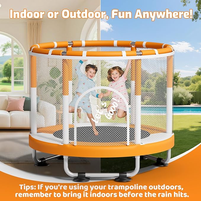 ZCMHAXJ 55" Trampoline for Kids, 440lbs Capacity Indoor & Outdoor Toddler Trampoline, Gifts for Boys & Girls