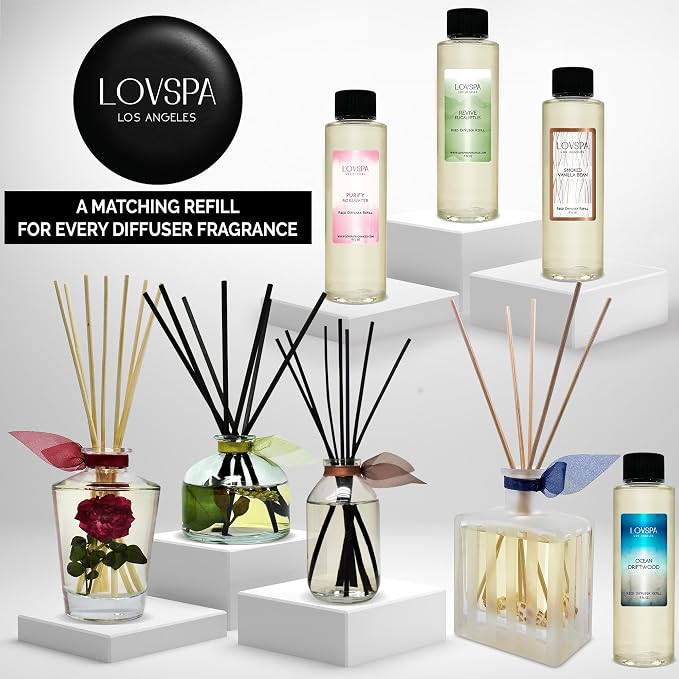 Reed Diffuser Set, Ocean Driftwood Scented Oil Diffuser with Sticks, Home Fragrance Accessories for Bathroom Shelf Decor, Aroma Diffusers for Home or Office Desk, USA Made