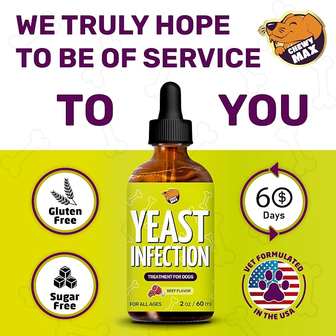 Yeast Infection Treatment for Dogs & Puppies to Help with Itching & Irritation | Dog Ear Infection Treatment for Allergies Breeds | Beef Taste | 2 Oz