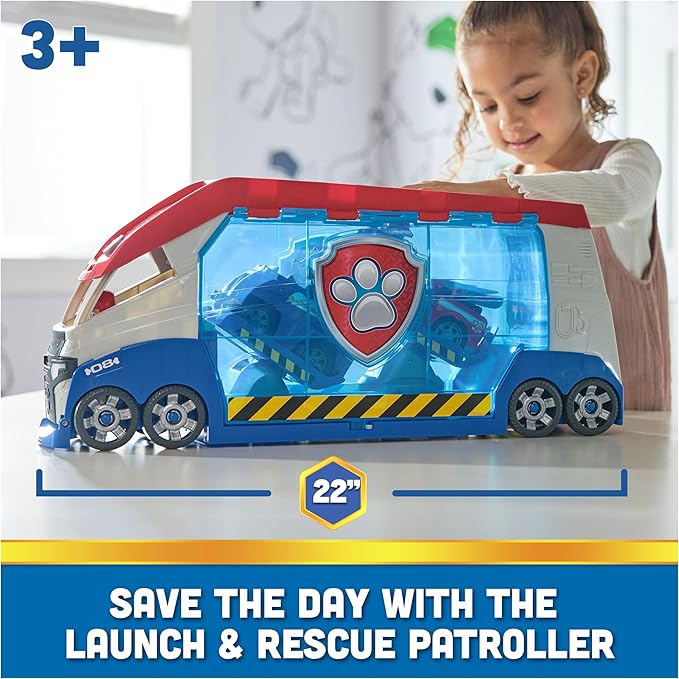 Paw Patrol, Transforming PAW Patroller with Vehicle Launchers, Lights & Sounds, Ryder Action Figure & ATV Toy Car, Kids Toys for Boys & Girls Ages 3+