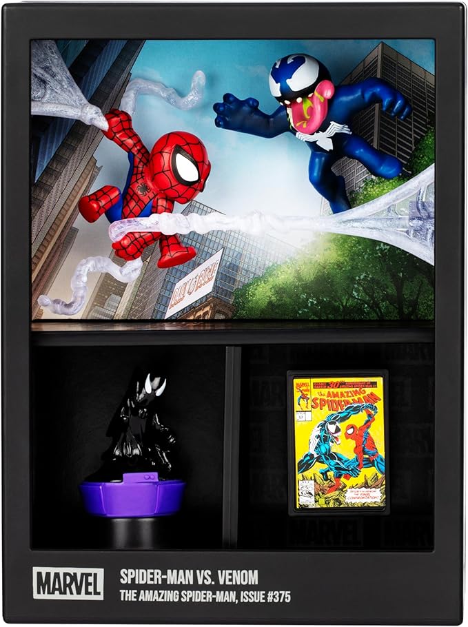 FANDROP MV02-Spider-Man VS. Venom, FANDROP Combines A Displayable Diorama, Artifacts & Scene Marker That Creates an Elite Display to Enhance Any Spider-Man Collection, 4 Marvel FANDROPS to Collect