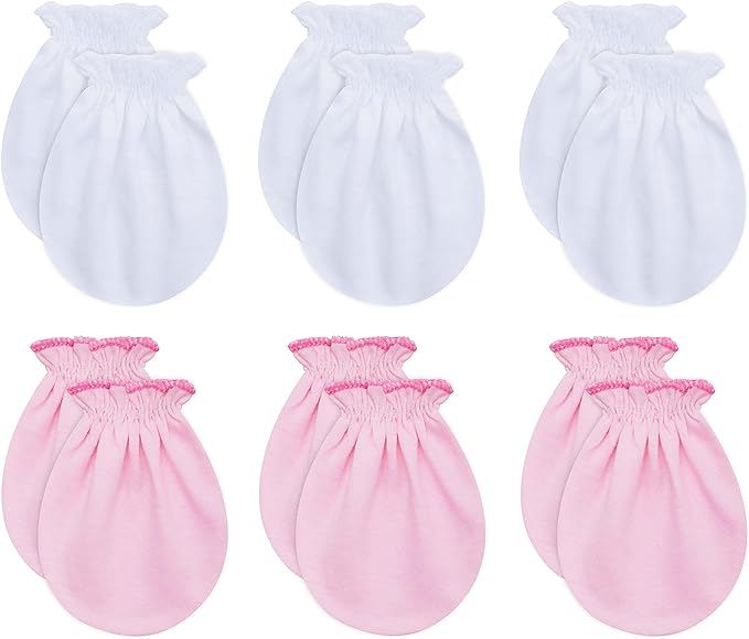 RATIVE Baby Mittens Newborn No Scratch Gloves, Organic Cotton Infant Mittens for Baby Boy & Girl, 0-6 Months