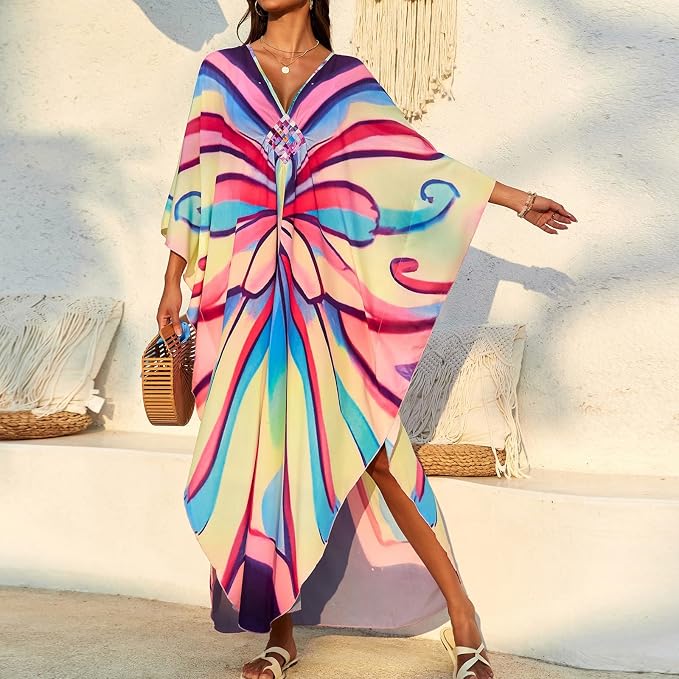 SXMURP Moomoo Dresses for Women, Caftan Dresses for Women Tropical Hawaiian Cotton Cover Ups Bathing Suit Loungewear Swimsuit