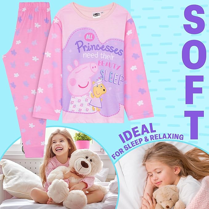 Get Trend 2 Pc Pajamas Set for Girls, Toddlers, PJs for Kids, Sleepwear with T Shirt, PJ Pants, for Girls
