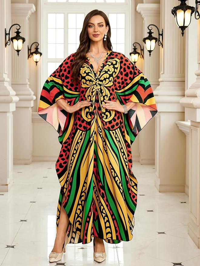 Mumu Dresses for Women Plus Size, Bohemian Kaftan Beach Cover Up Long Maxi Nightgown Soft Loungewear
