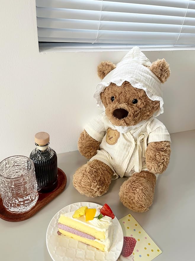 3pc Cute Doll Clothes Set for Bunny and Bumbly Bear,Stuffed Animal Outfits Fits,9-12Inch Teddy Bear Clothes, Clothes only Without Doll.(3pc Includes 1 Doll hat, 1 bib,1 Jumpsuit)