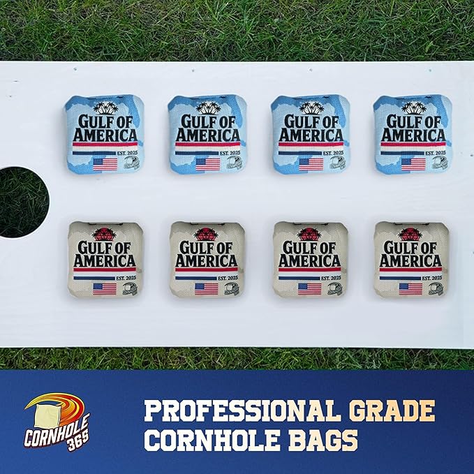 Cornhole365 - Stick & Slide - Professional Corn Hole Bag - Heavy-Duty Double-Stitched Polyester Fabric & Resin Filling for All-Weather - Versatile Regulation Size Cornhole Bean Bags - Set of 8