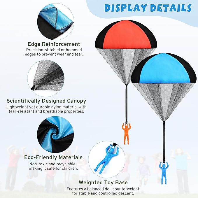 Parachute Toy for Kids, Outdoor Toys Flying Parachute Men, Inside & Outside Toys for or 3 4 5 6 7 8 9 10 11 12 Year Old, Christmas Stocking Stuffers for Kids Idea 2025 Unique Boys Party Favors