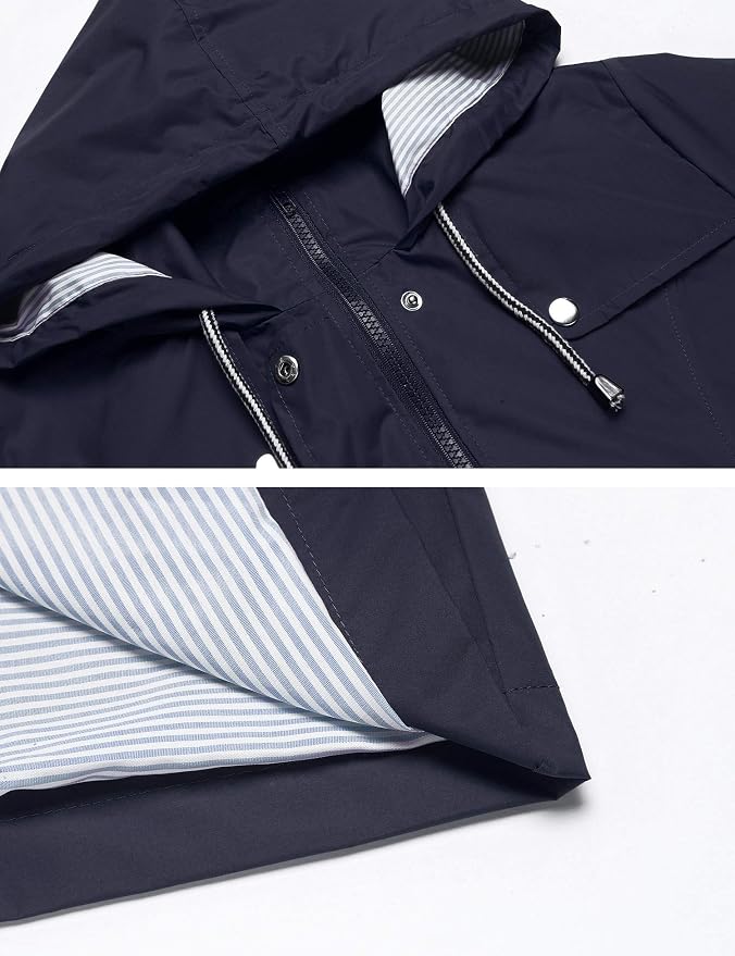 LOMON Raincoat Women Waterproof Long Hooded Trench Coats Lined Windbreaker Travel Jacket S-XXL