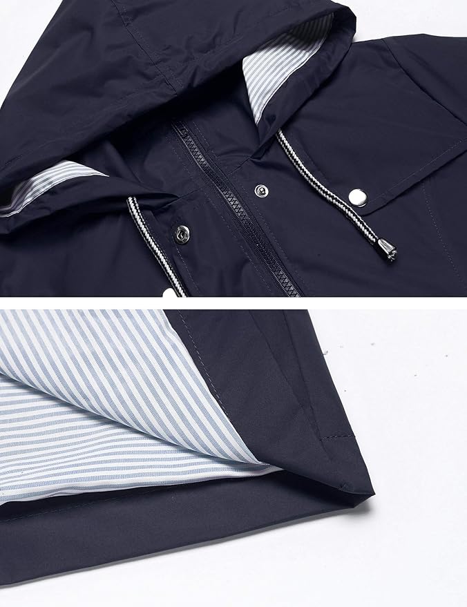 LOMON Raincoat Women Waterproof Long Hooded Trench Coats Lined Windbreaker Travel Jacket S-XXL