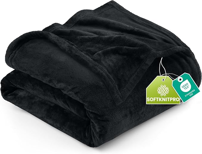 Utopia Bedding Ultra Soft Fleece Bed Blanket Twin Size Black (60x80 Inches) | Microfiber Plush Warm Lightweight Breathable Cozy Blanket Anti-Static, All Season Use, Gift for Women and Men