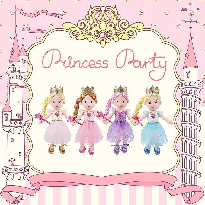 June Garden 12" Soft Baby Princess Doll Violet - Stuffed Cuddly Princess Plush Gifts for Toddler Girls - Violet Dress
