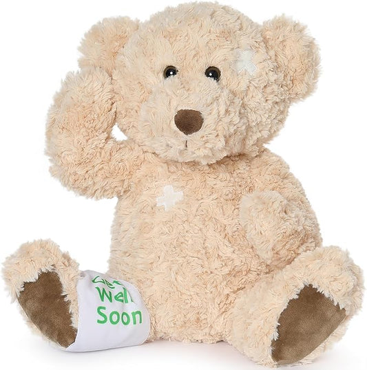 Muiteiur 13.8 Inch Get Well Soon Teddy Bear, Broken Arm Leg Gift for Kids, Soft Recover Bear with Bandage,Gift for Kids Adult After Surgery