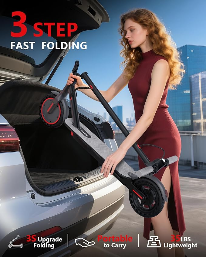 NAVIC Electric Scooter with Dual Suspension/Braking, 350W/500W Motor, 19/22 Mph,Max 22/25/27/49Miles Range, Foldable E Scooter for Adults with App