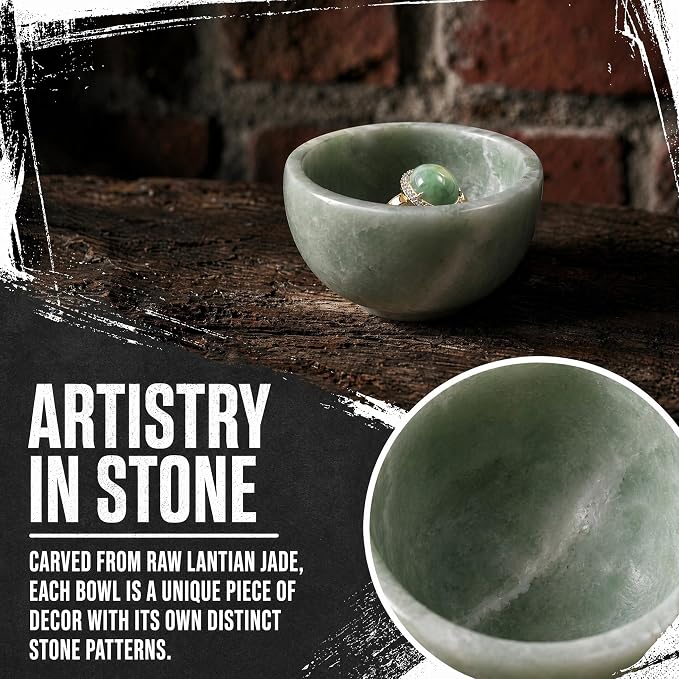 2 PCS Ring Bowl Jade Stone Trinket Dish Small Jewelry Holder Suitable For Vanity Nightstand Desk Decor Crystal Storage Home Office Accessories