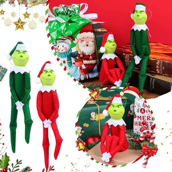 Christmas Elf Plush Doll, Monster Plush Toy Decorations, Fun Toys Gifts and Christmas Decorations, for Xmas Ornaments Tabletop Home Office Decor, 12 inches (Red)