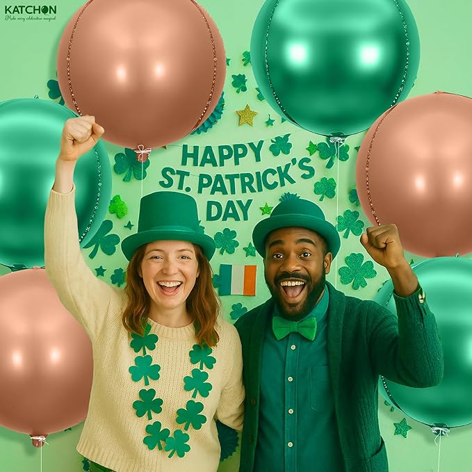 KatchOn, Green and Brown Foil Balloons - 22 Inch, Pack of 6 | Brown and Green Foil Balloons for Safari, Jungle Party Decorations | Mardi Gras, St. Patricks, Fiesta Party, Football Party Decorations