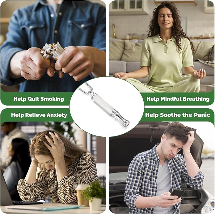 Breathing Necklace, Natural Stone Breathe Free Necklace Classic Shift for Stress Relief, Anxiety Necklace Mindful Breathefree Tool for Calm, Portable Wellness Gift for Adults