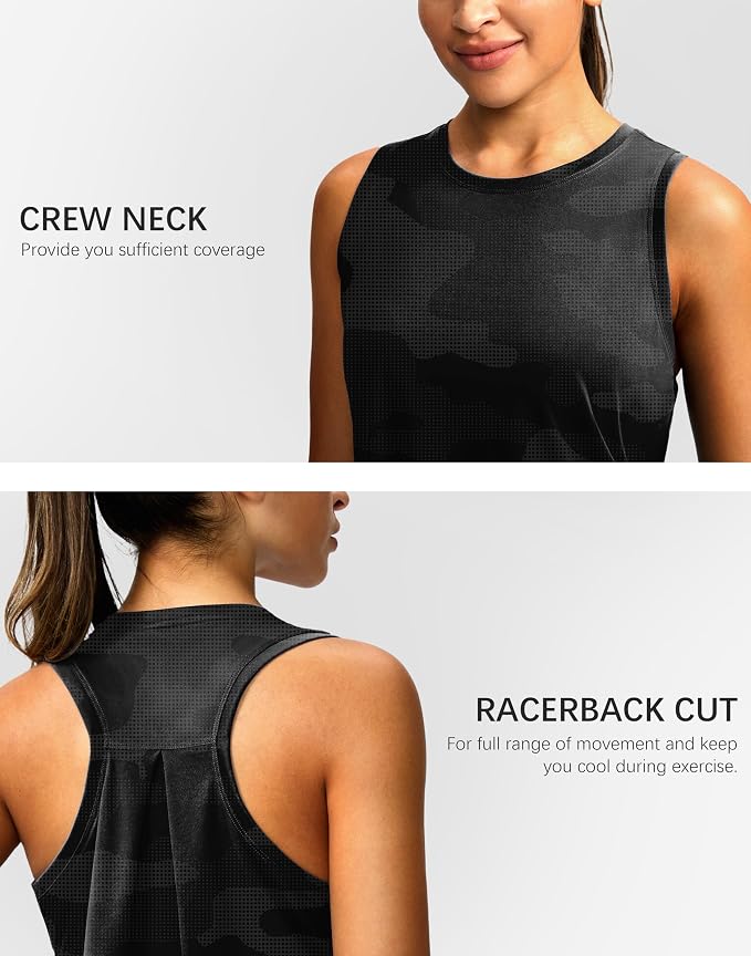 Women's Workout Tops Racerback Athletic Tank Tops Sleeveless Loose Fit Yoga Running Gym Shirts for Women