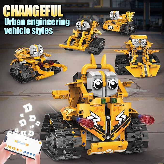 building Toys for Kids, 5 in 1 Stem Toys for Boys Age 8-12, APP & Remote Control Robot Building Kit, DIY Engineering Robotics kit, Programmable Robot Building Set Gifts for Boys Girls (K96164)